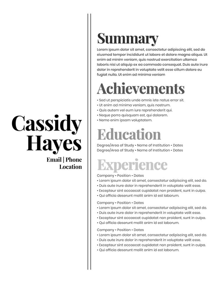 Cassidy Hayes Resume Template