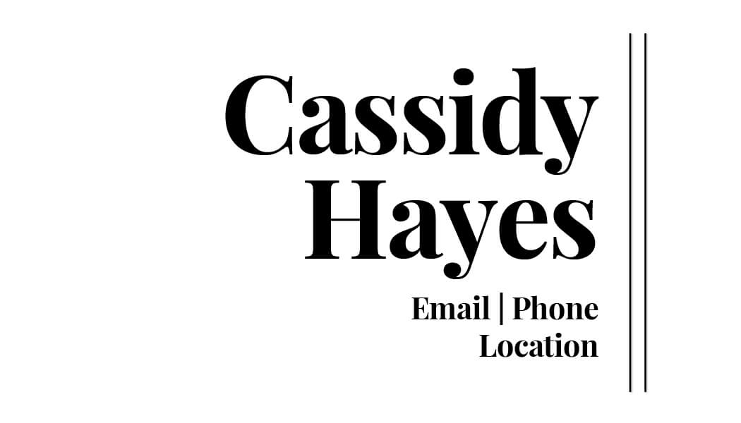 Cassidy Hayes Business Card Template Front