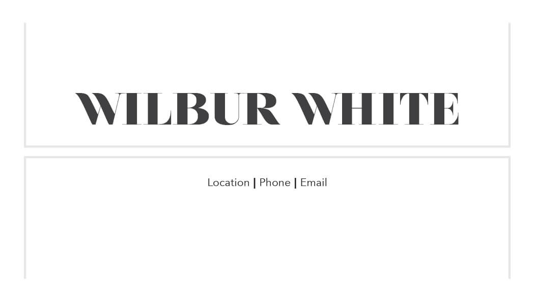 Wilbur White Business Card Template Back